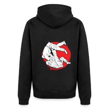 Japanischer Kampfsport Judo - Unisex Premium Bio Zip Hoodie - Schwarz - Hinten - Nico (187cm)