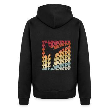 Koreanischer Kampfsport Taekwondo - Unisex Premium Bio Zip Hoodie - Schwarz - Hinten - Nico (187cm)