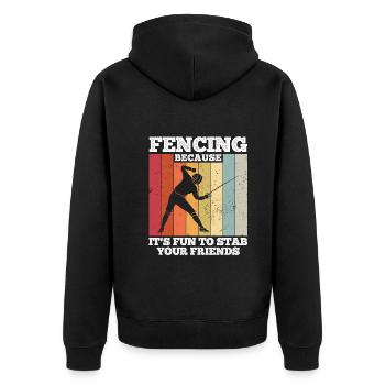 Fechten - Unisex Premium Bio Zip Hoodie - Schwarz - Hinten - Nico (187cm)