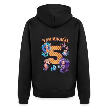 Mermaid Birthday 5 years - Unisex Premium Organic Zip Hoodie - black - Back - Nico (187cm)