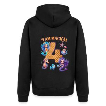 Mermaid Anniversaire 4 ans - Veste à capuche bio Premium Unisexe - noir - Dos - Nico (187cm)