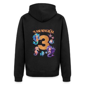 Mermaid Anniversaire 3 ans - Veste à capuche bio Premium Unisexe - noir - Dos - Nico (187cm)