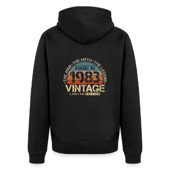 1983 Vintage né homme mythe, légende - Veste à capuche bio Premium Unisexe - noir - Dos - Nico (187cm)