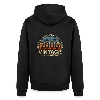 2006 Vintage né homme mythe, légende - Veste à capuche bio Premium Unisexe - noir - Dos - Nico (187cm)