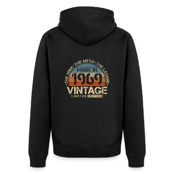 1969 Vintage né homme mythe légende - Veste à capuche bio Premium Unisexe - noir - Dos - Nico (187cm)