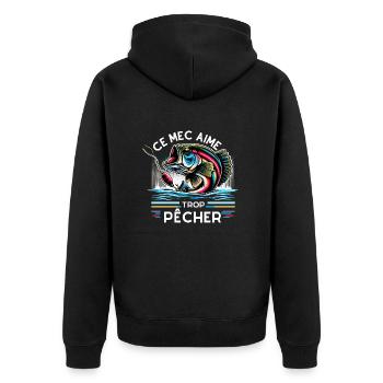 ce mec aime trop pêcher - Veste à capuche bio Premium Unisexe - noir - Dos - Nico (187cm)