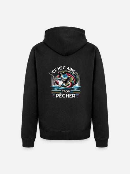 ce mec aime trop pêcher - Veste à capuche bio Premium Unisexe - noir