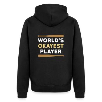 World's okayest player (two baseball bats) - Unisex Premium Organic Zip Hoodie - black - Back - Nico (187cm)