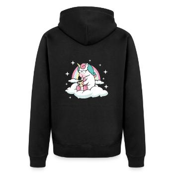Café licorne cadeau café licorne - Veste à capuche bio Premium Unisexe - noir - Dos - Nico (187cm)