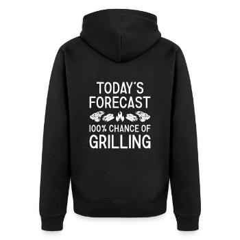 Griller Today's Forecast Grilling - Unisex Premium Bio Zip Hoodie - Schwarz - Hinten - Nico (187cm)