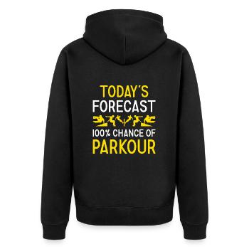 Traceur : les prévisions du jour Parkour - Veste à capuche bio Premium Unisexe - noir - Dos - Nico (187cm)