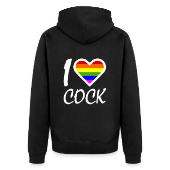 I love - Veste à capuche bio Premium Unisexe - noir - Dos - Nico (187cm)
