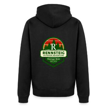 Rennsteig-Thüringer Wald-Thüringen - Unisex Premium Bio Zip Hoodie - Schwarz - Hinten - Nico (187cm)