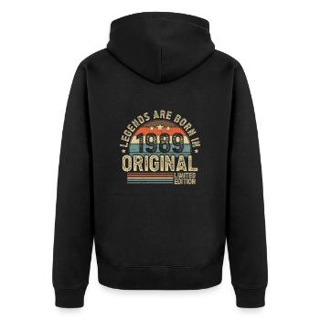 1989 Vintage Born Legends Vintage anniversaire - Veste à capuche bio Premium Unisexe - noir - Dos - Nico (187cm)