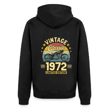 51st Anniversary 1972 Biker 51 Years Anniversary - Unisex Premium Organic Zip Hoodie - black - Back - Nico (187cm)