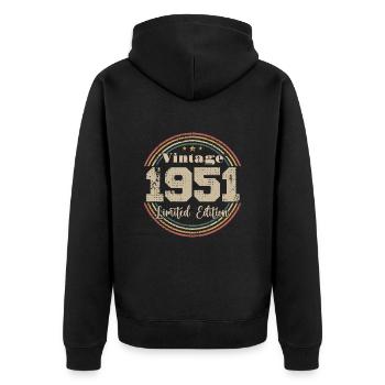 1951 Retro Vintage Birthday Born In - 1951 - Unisex Premium Organic Zip Hoodie - black - Back - Nico (187cm)