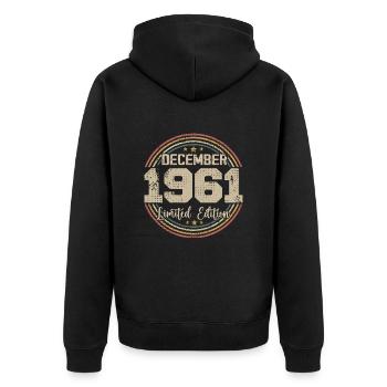 Les Légendes Sont Nées En Décembre 1961 - 1961 - Veste à capuche bio Premium Unisexe - noir - Dos - Nico (187cm)