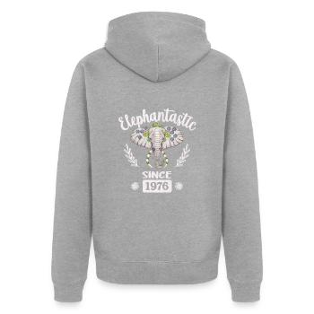 elephantastic since 1976 - Unisex Premium Organic Zip Hoodie - heather grey - Back - Nico (187cm)
