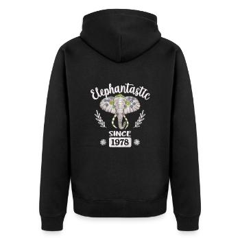 Elephantastic depuis 1978 - Veste à capuche bio Premium Unisexe - noir - Dos - Nico (187cm)