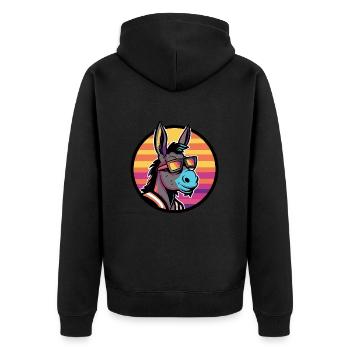 Esel Cool Comic - Unisex Premium Bio Zip Hoodie - Schwarz - Hinten - Nico (187cm)