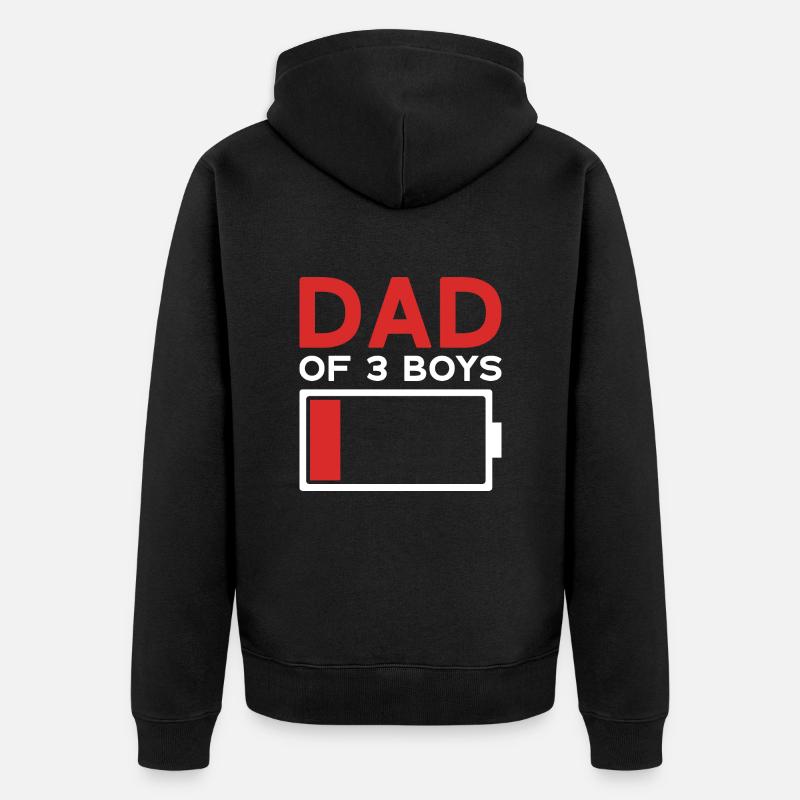 PAPA DE 3 GARÇONS - Veste à capuche bio Premium Unisexe - noir