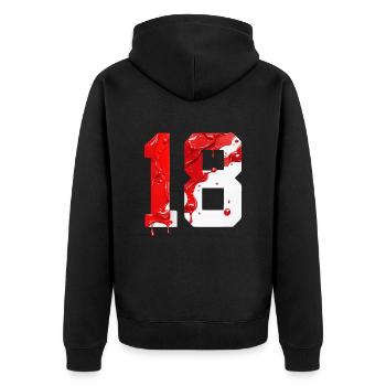 NON. 18 NUMÉRO 18 ROUGE BLANC 18E ANNIVERSAIRE - Veste à capuche bio Premium Unisexe - noir - Dos - Nico (187cm)