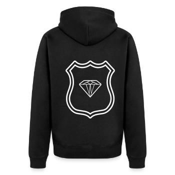 Diamant Symbol Wappen - Unisex Premium Bio Zip Hoodie - Schwarz - Hinten - Nico (187cm)