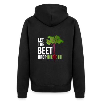 Jardinier végétalien betterave potager bio éco - Veste à capuche bio Premium Unisexe - noir - Dos - Nico (187cm)
