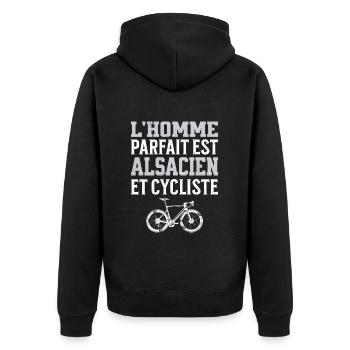 L'Homme Parfait Est Alsacien Cycliste - Veste à capuche bio Premium Unisexe - noir - Dos - Nico (187cm)