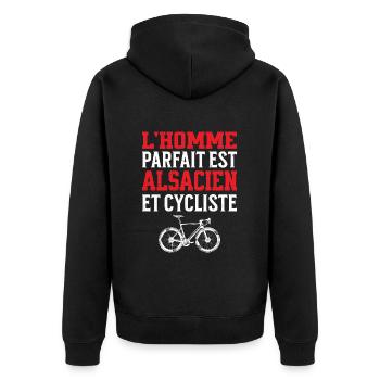 L'Homme Parfait Est Alsacien Cycliste - Veste à capuche bio Premium Unisexe - noir - Dos - Nico (187cm)