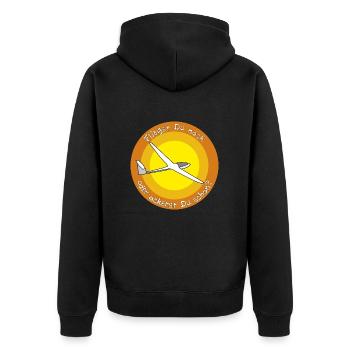 fliegst Du noch - Unisex Premium Bio Zip Hoodie - Schwarz - Hinten - Nico (187cm)