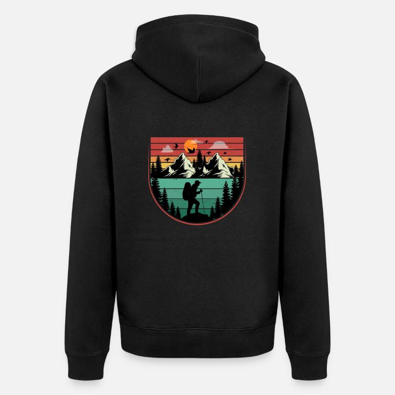 Hiking retro sunset hikers Wanderer - Veste à capuche bio Premium Unisexe - noir