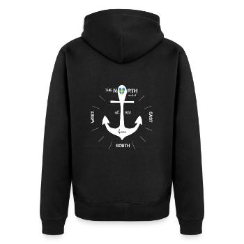 Anker Kompass Schweden Skandinavien - Unisex Premium Bio Zip Hoodie - Schwarz - Hinten - Nico (187cm)