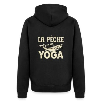 la pêche c'est mon yoga - Veste à capuche bio Premium Unisexe - noir - Dos - Nico (187cm)