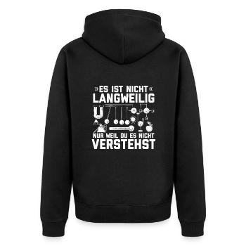 Physik Sprüche | Physiker Lehrer Student Geschenke - Unisex Premium Bio Zip Hoodie - Schwarz - Hinten - Nico (187cm)