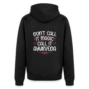 Ayurveda - Unisex Premium Bio Zip Hoodie - Schwarz - Hinten - Nico (187cm)