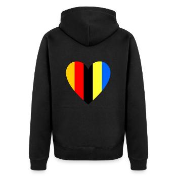 Le drapeau de l’Ukraine et de l’Allemagne dans l’âme - Veste à capuche bio Premium Unisexe - noir - Dos - Nico (187cm)
