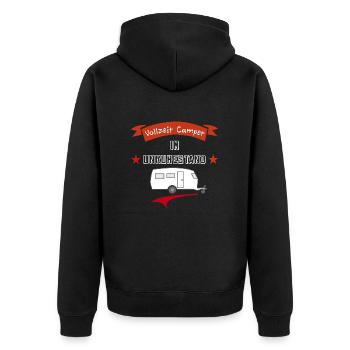 vollzeit camper im unruhestand - Unisex Premium Bio Zip Hoodie - Schwarz - Hinten - Nico (187cm)