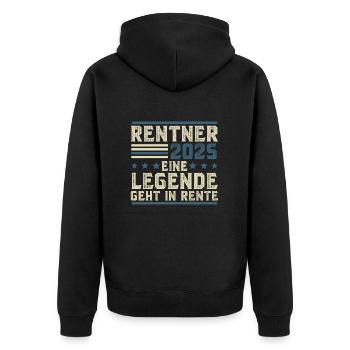 Rentner 2025 Eine Legende geht in Rente - Unisex Premium Bio Zip Hoodie - Schwarz - Hinten - Nico (187cm)
