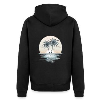 Sunset Palm Beach - Unisex Premium Organic Zip Hoodie - black - Back - Nico (187cm)