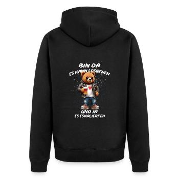 Cool Bear Beer Party - Unisex Premium Organic Zip Hoodie - black - Back - Nico (187cm)