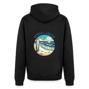 Sunset Beach Surfing Vibes - Unisex Premium Organic Zip Hoodie - black - Back - Nico (187cm)