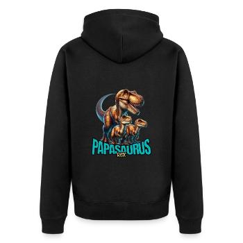 Papasaurus Rex - Unisex Premium Bio Zip Hoodie - Schwarz - Hinten - Nico (187cm)