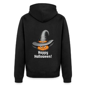 Joyeux Halloween Chapeau citrouille - Veste à capuche bio Premium Unisexe - noir - Dos - Nico (187cm)