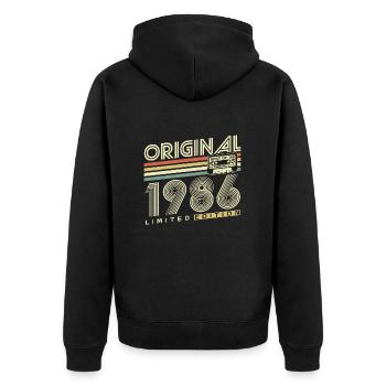 Original 1986 Jahrgang Vintage Retro Geburtstag - Unisex Premium Bio Zip Hoodie - Schwarz - Hinten - Nico (187cm)