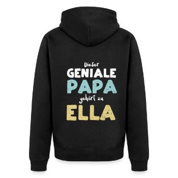 Dieser Geniale Papa Gehört Zu Ella - Unisex Premium Bio Zip Hoodie - Schwarz - Hinten - Nico (187cm)