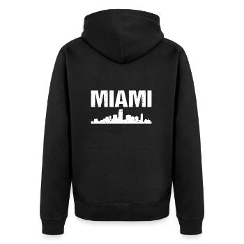 Miami Skyline - Unisex Premium Bio Zip Hoodie - Schwarz - Hinten - Nico (187cm)