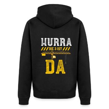 Hurra Die 3 Ist Da - Unisex Premium Bio Zip Hoodie - Schwarz - Hinten - Nico (187cm)