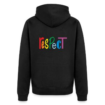 respect LGBTQIA+ lesbian gay queer diversity - Unisex Premium Organic Zip Hoodie - black - Back - Nico (187cm)