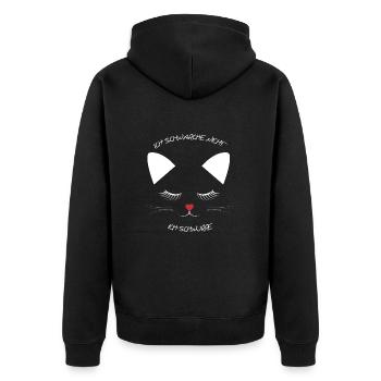 Ich schnarche nicht ich schnurre Katzengesicht - Unisex Premium Bio Zip Hoodie - Schwarz - Hinten - Nico (187cm)